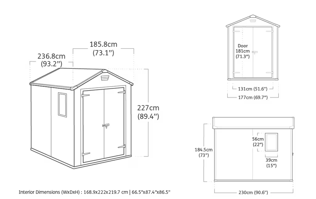 Manor Shed 6x8ft Double Door - Grey