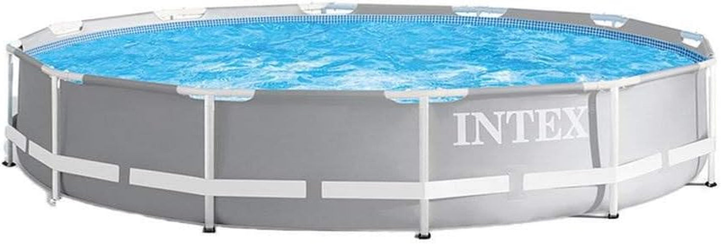 Intex 26711EH 12 Foot X 30 Inch Prism Frame round above Ground Outdoor Backyard Swimming Pool Set with 530 GPH Filter Pump and Easy Set-Up