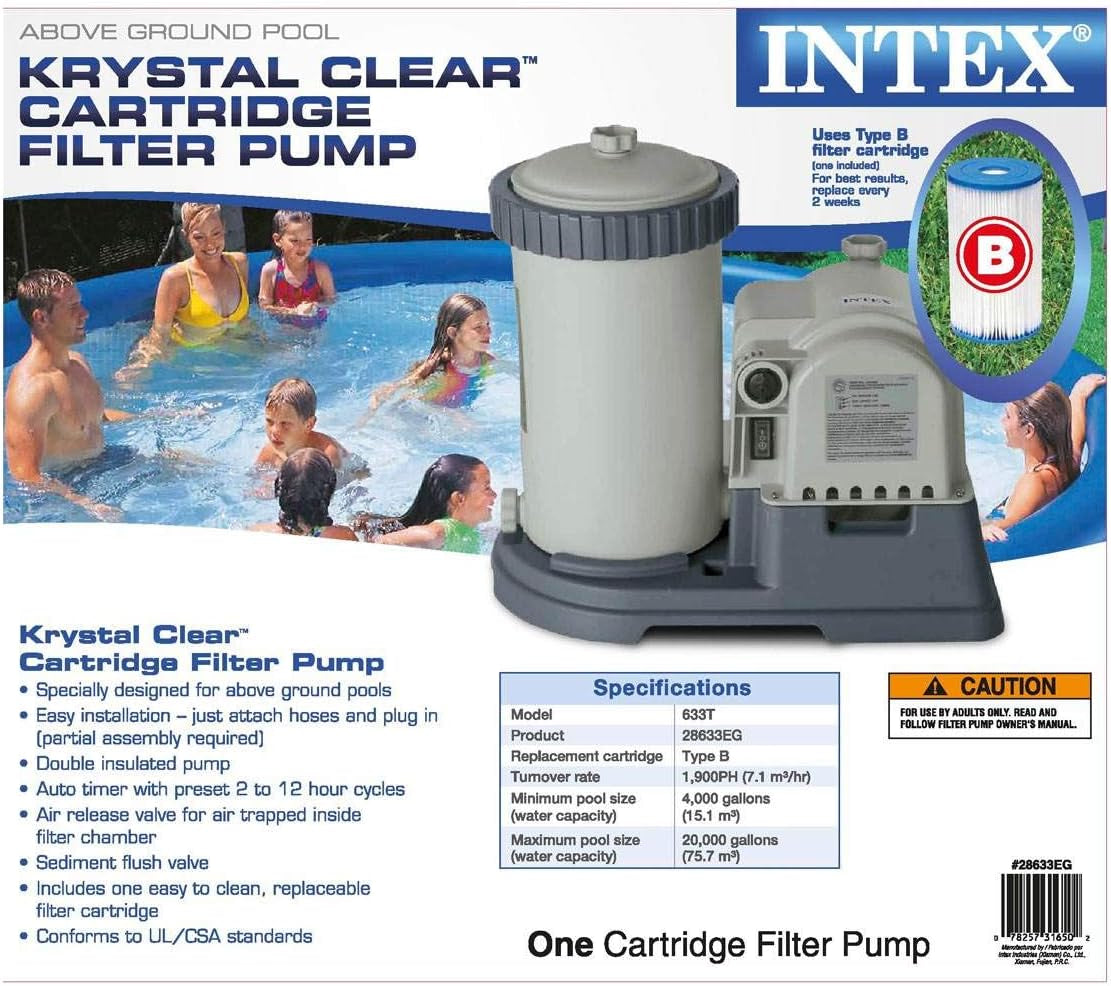 Intex 2500 GPH Swimming Pool Filter Pump + Replacement Filter Cartridge (3 Pack)