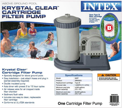 Intex 2500 GPH Swimming Pool Filter Pump + Replacement Filter Cartridge (3 Pack)
