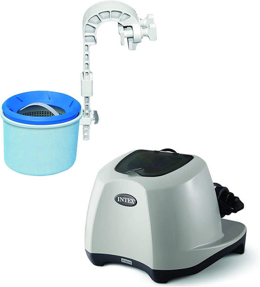 Intex Krystal Clear Saltwater System for 7000 Gallon above Ground Swimming Pool and Deluxe 800 GPH Wall Mounted Pool Surface Automatic Skimmer