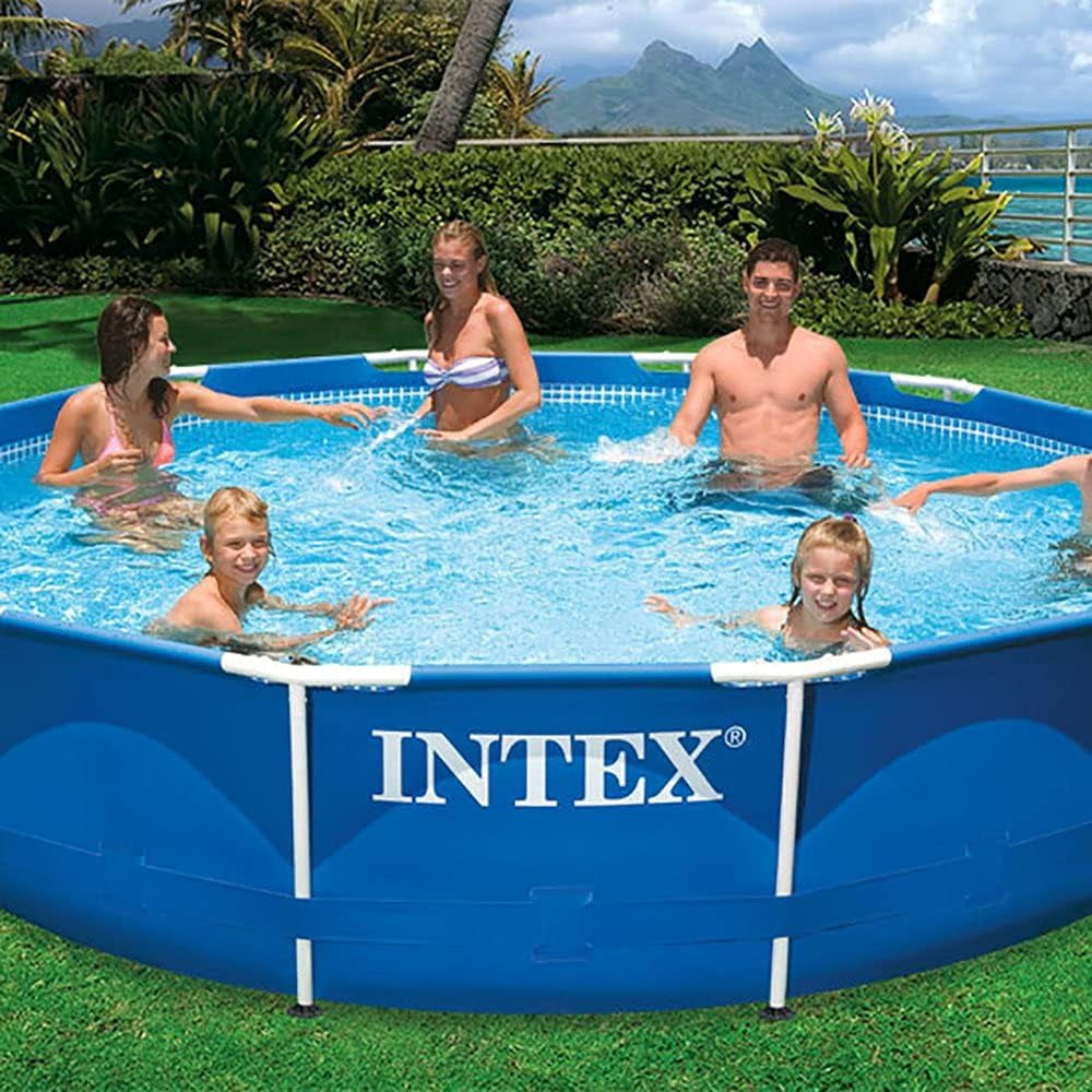 Intex 12'X30" Swimming Pool W/ Pump, Maintenance Kit (2 Pack) & 12' Pool Cover