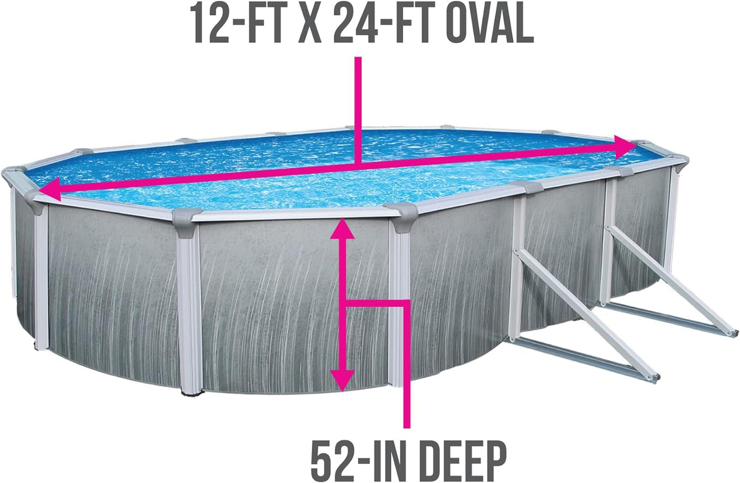 Blue Wave Martinique 12-Feet by 24-Feet Oval 52-Inch Deep 7-Inch Top Rail Metal Wall Swimming Pool Package