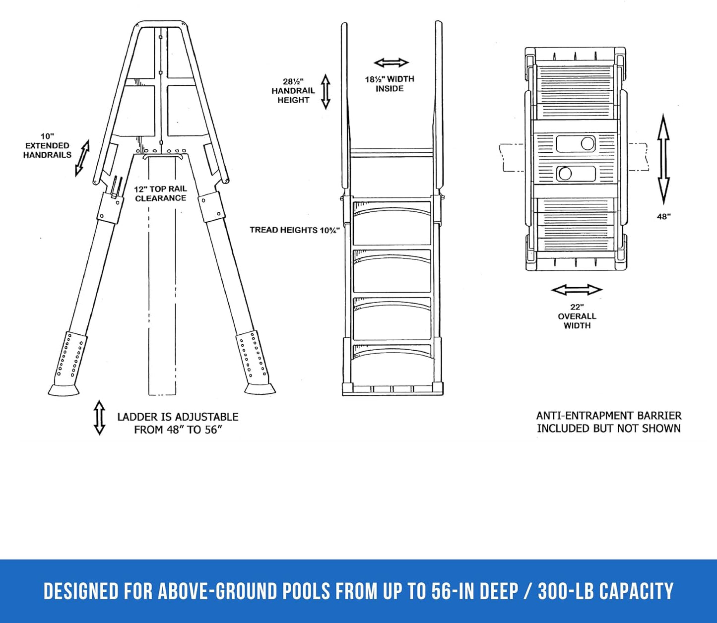 Blue Wave NE9880 Premium A-Frame above Ground Pool Ladder, White