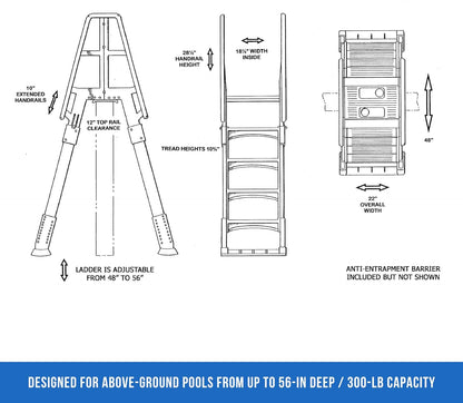 Blue Wave NE9880 Premium A-Frame above Ground Pool Ladder, White