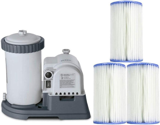 Intex 2500 GPH Swimming Pool Filter Pump + Replacement Filter Cartridge (3 Pack)