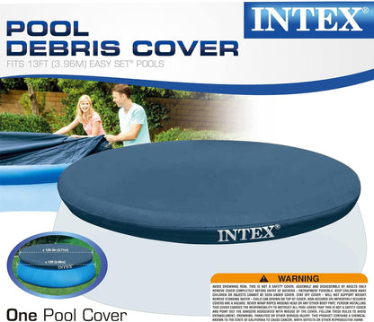Intex 12 Foot X 30 Inch round Metal Frame above Ground Outdoor Swimming Pool Set with Filter Pump and Easy Set round Vinyl Pool Cover, Blue