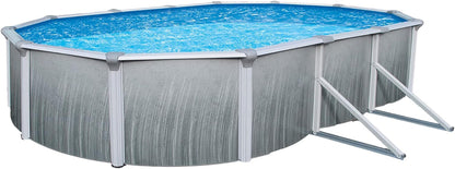 Blue Wave Martinique 12-Feet by 24-Feet Oval 52-Inch Deep 7-Inch Top Rail Metal Wall Swimming Pool Package
