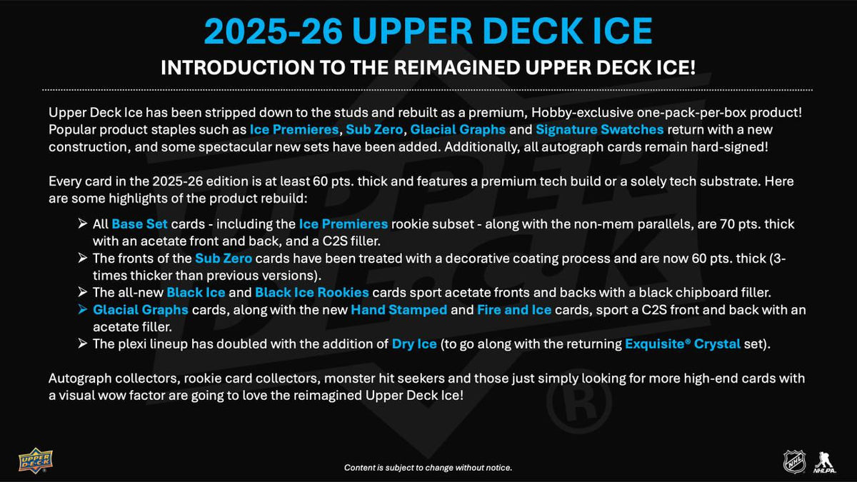 2025/26 Upper Deck Ice Hockey Hobby 8 Box Case