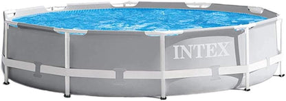 Intex 26711EH 12 Foot X 30 Inch Prism Frame round above Ground Outdoor Backyard Swimming Pool Set with 530 GPH Filter Pump and Easy Set-Up