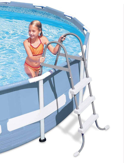 Intex Prism Frame 12 Foot X 30 Inch round above Ground Outdoor Swimming Pool Set for Backyards with 530 GPH Filter Pump and Steel Frame Pool Ladder