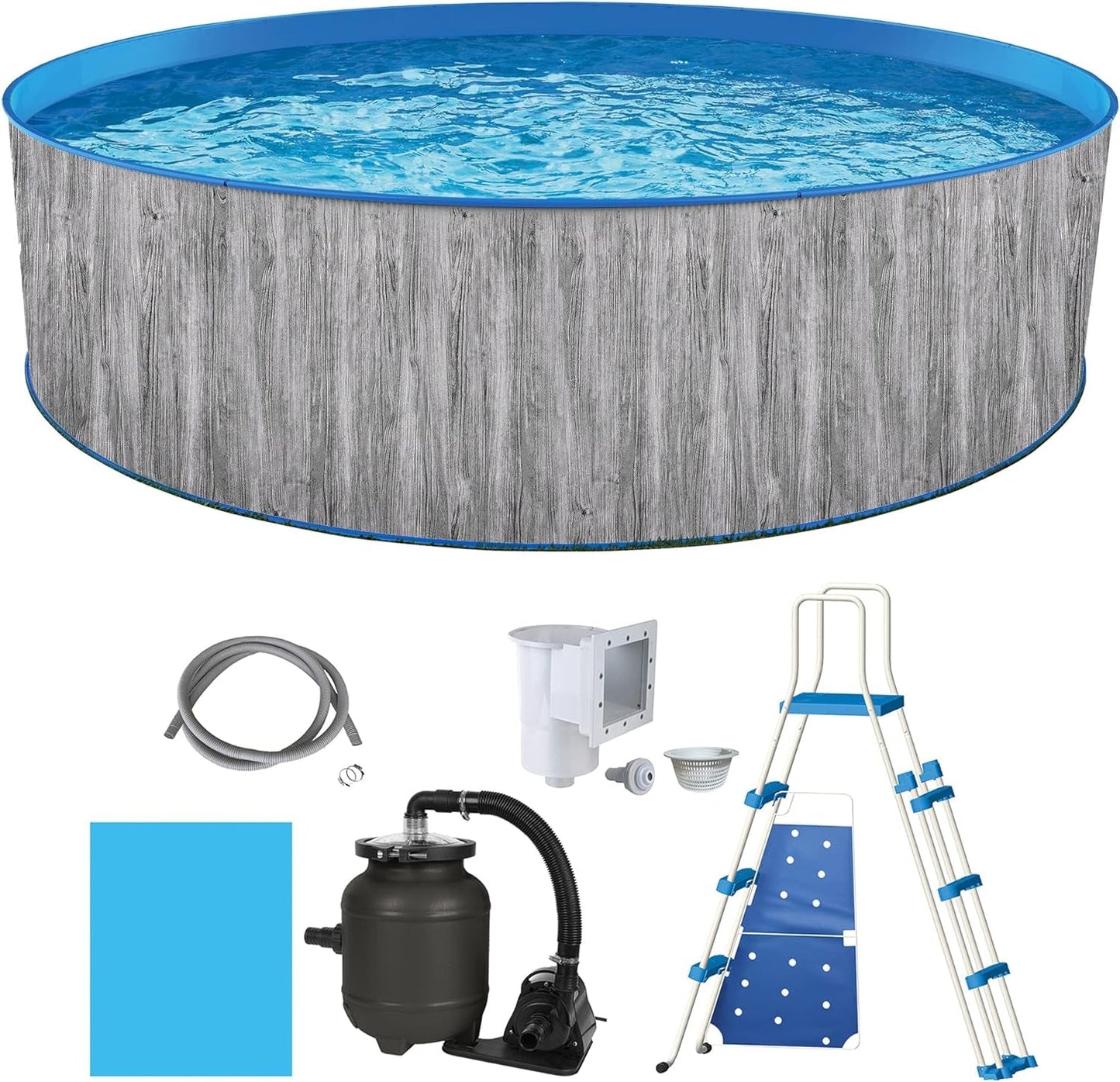 Blue Wave NB19788 Capri Steel Wall Package-12-Ft round 36-In Deep above Ground Swimming Pool, Gray