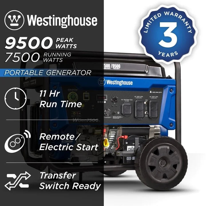 Westinghouse WGen7500c 9500 Peak Watt Portable Generators.