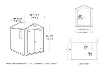 Manor Shed 6x8ft Double Door - Grey