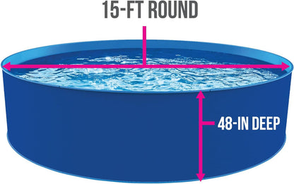 Blue Wave Cobalt Steel Wall Pool Package - 15-Ft round 48-In Deep