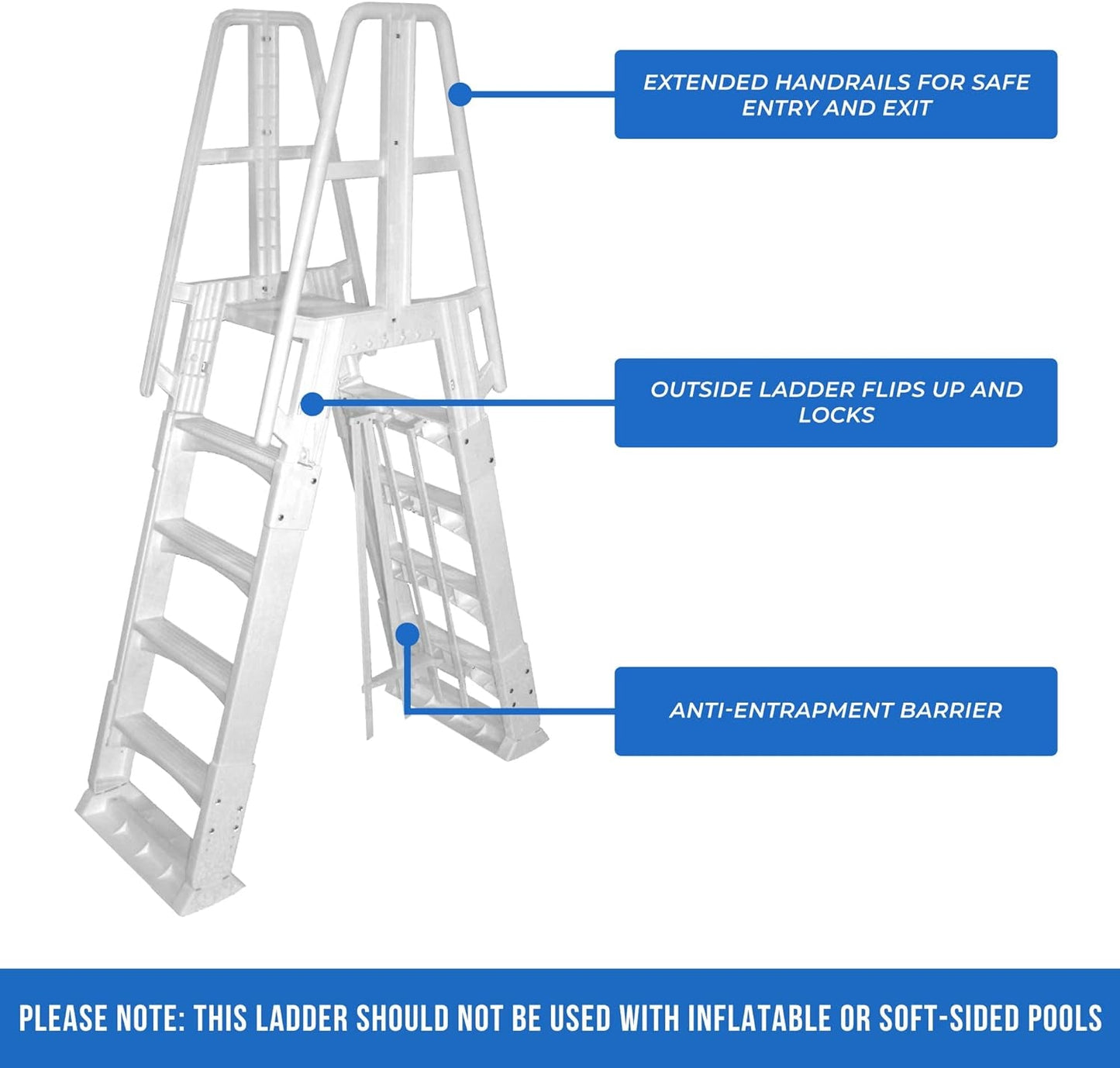 Blue Wave NE9880 Premium A-Frame above Ground Pool Ladder, White