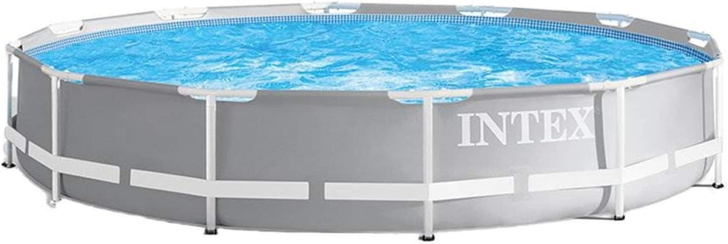 Intex 26711EH 12Ft X 30In Prism Metal Frame above Ground Swimming Pool with 530 GPH GCFI Filter Pump and Protective Canopy and Fits up to 6 People