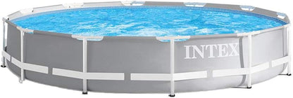 Intex 26711EH 12Ft X 30In Prism Frame above Ground Swimming Pool with 530 GPH GCFI Filter Pump and Robot Vacuum Cleaner Fits up to 6 People