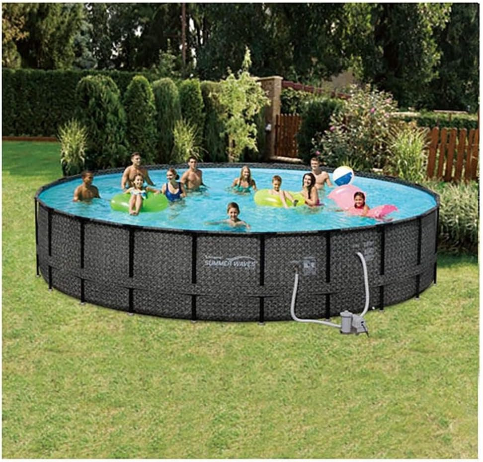 Summer Waves Elite 22Ft X 52In above Ground Frame Outdoor Swimming Pool Set with Filter Pump, Pool Cover, Ladder, Ground Cloth, and Deluxe Maintenance Kit