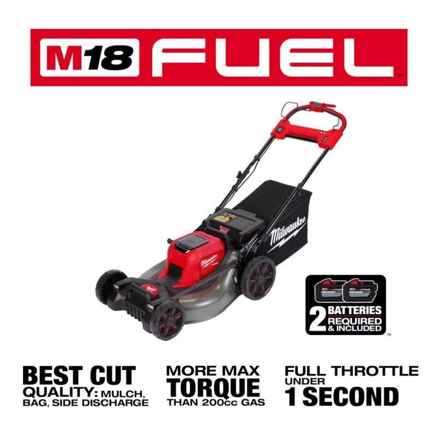 Milwaukee 2823-22HD M18 FUEL Self-Propelled Dual Battery Mower Kits.