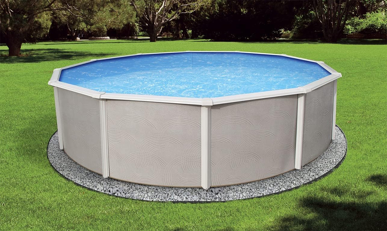 Blue Wave Belize 24-Feet round 52-Inch Deep 6-Inch Top Rail Metal Wall Swimming Pool Package