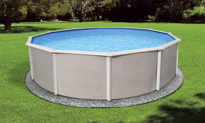 Blue Wave Belize 18-Feet round 52-Inch Deep 6-Inch Top Rail Metal Wall Swimming Pool Package