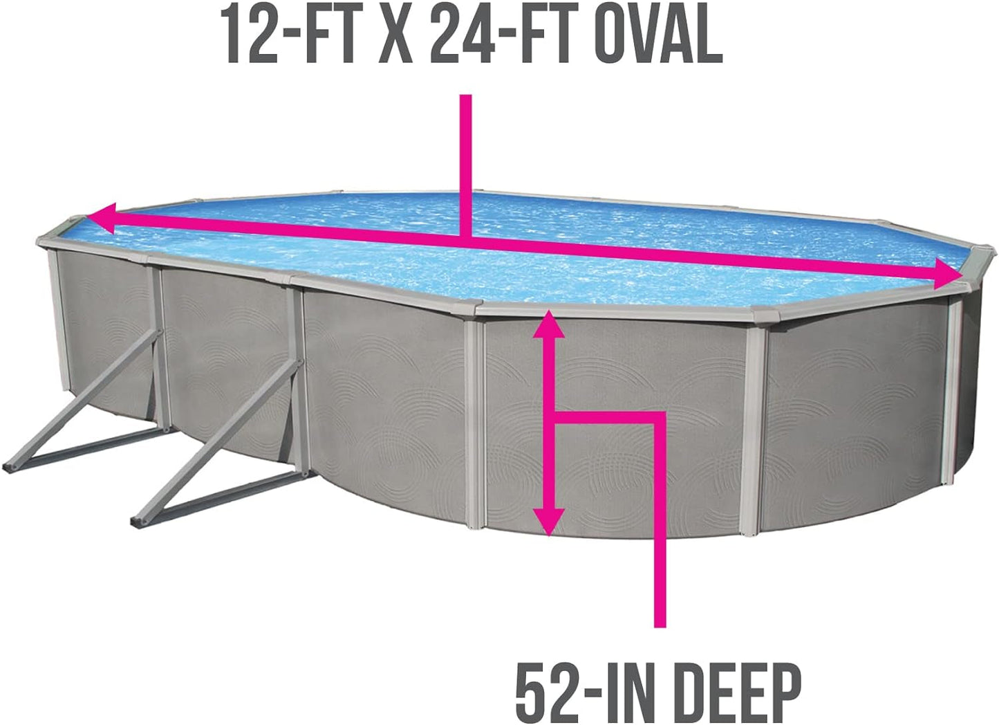 Blue Wave Belize 12-Feet by 24-Feet Oval 52-Inch Deep 6-Inch Top Rail Metal Wall Swimming Pool Package