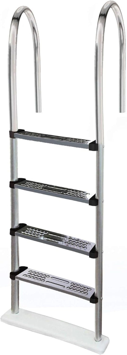 Blue Wave NE1145 Premium Stainless Steel In-Pool Ladder for above Ground Pools & NE1228PR Aluminum Deck Flanges for above Ground Pool Ladder, Pair,3.5 X 3.5 X 2.5 Inches