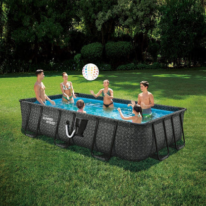 Summer Waves P41408361 14 X 8 Foot 36 Inch Elite Metal Frame Rectangular above Ground Pool with SFX600 Skimmerplus Filter Pump and Surestep Ladder
