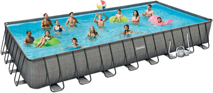 Summer Waves P42412521 Elite 24 Foot X 12 Foot X 52 Inch Outdoor Frame above Ground Swimming Pool Set W/Filter Pump, Cover, Ladder, & Ground Cloth