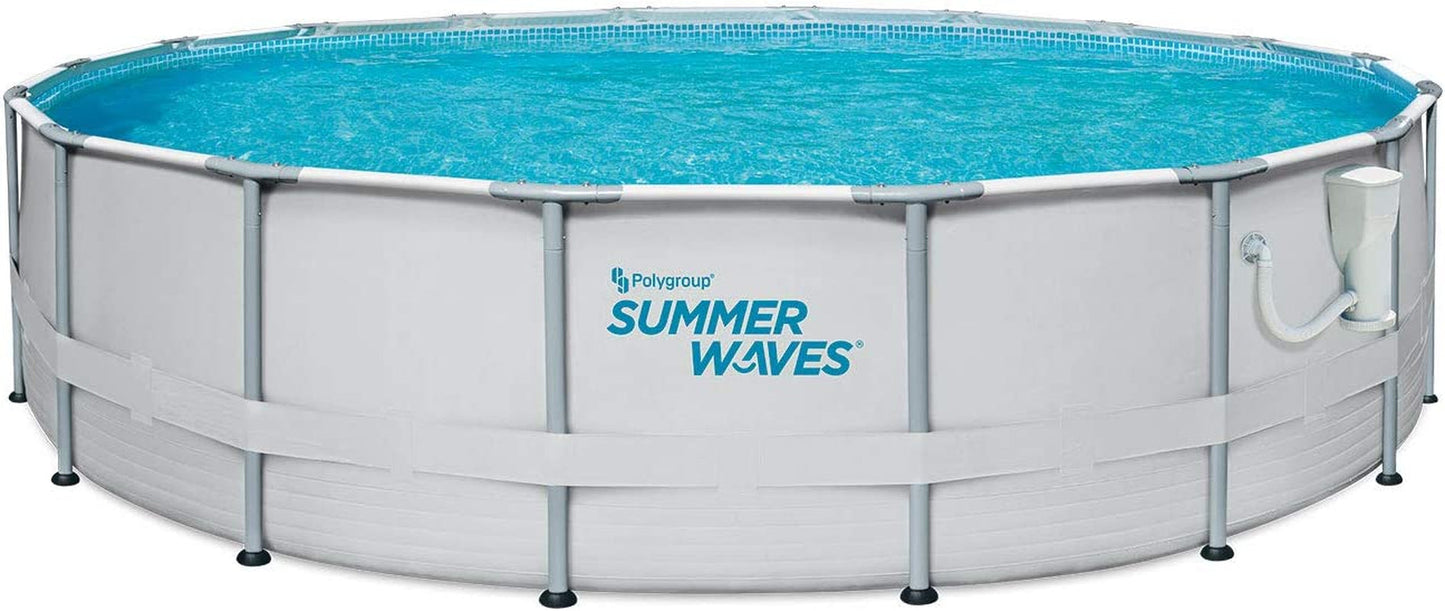 Summer Waves Elite 18Ft X 48In Metal Frame Outdoor Backyard above Ground Pool Set with Filter Pump, Ladder, Ground Cloth, Cover, and Maintenance Kit