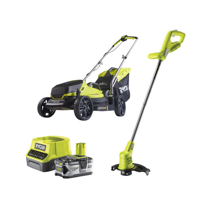 18V ONE+ Cordless Lawnmower and Grass Trimmer Twin Kit (1 x 4.0Ah)