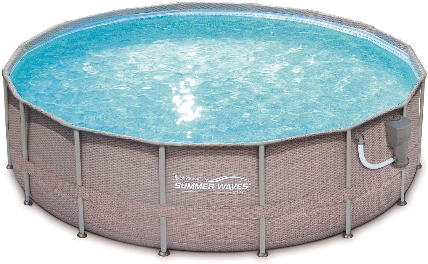 Summer Waves 16Ft X 48In Elite Wicker Print above Ground Frame Pool Set W/Pump