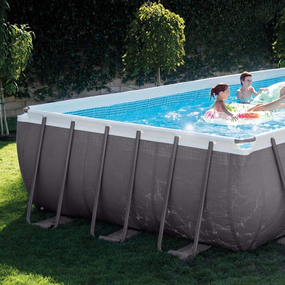 Intex 26363EH 24Ft X 12Ft X 52In Ultra XTR Frame Outdoor above Ground Rectangular Swimming Pool Set with Sand Filter Pump, Ladder, Ground Cloth, Pool Cover, and Chemical Maintenance Kit