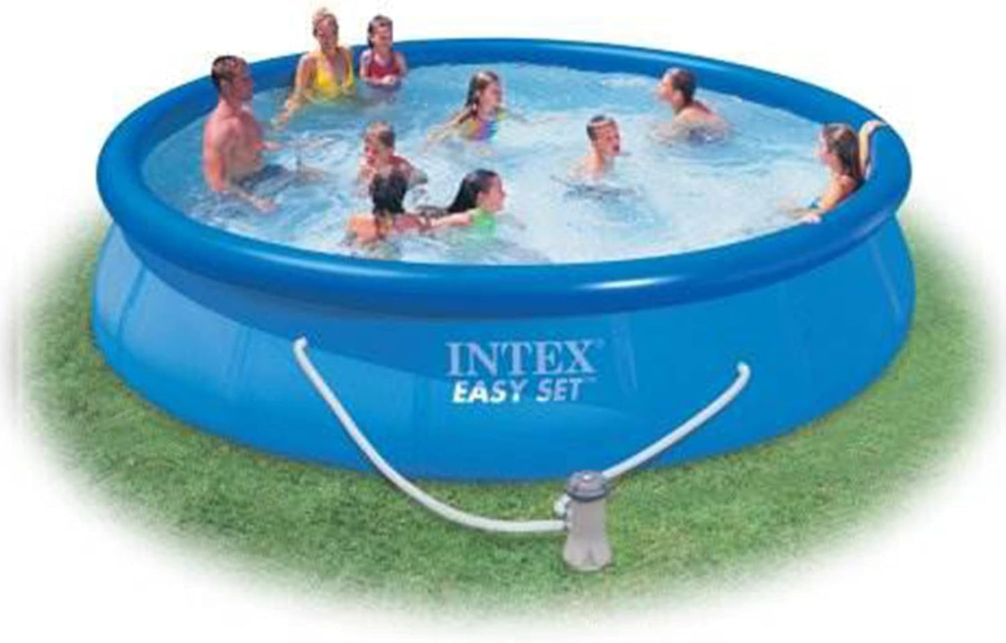 Intex 15' X 33" Easy Set Inflatable Ring Top round above Ground Swimming Pool with Cover and Krystal Clear Cartridge Filter Pump
