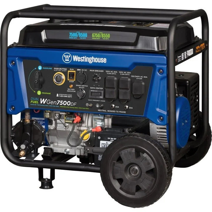 Westinghouse WGen7500DF Dual Fuel Portable Generators.