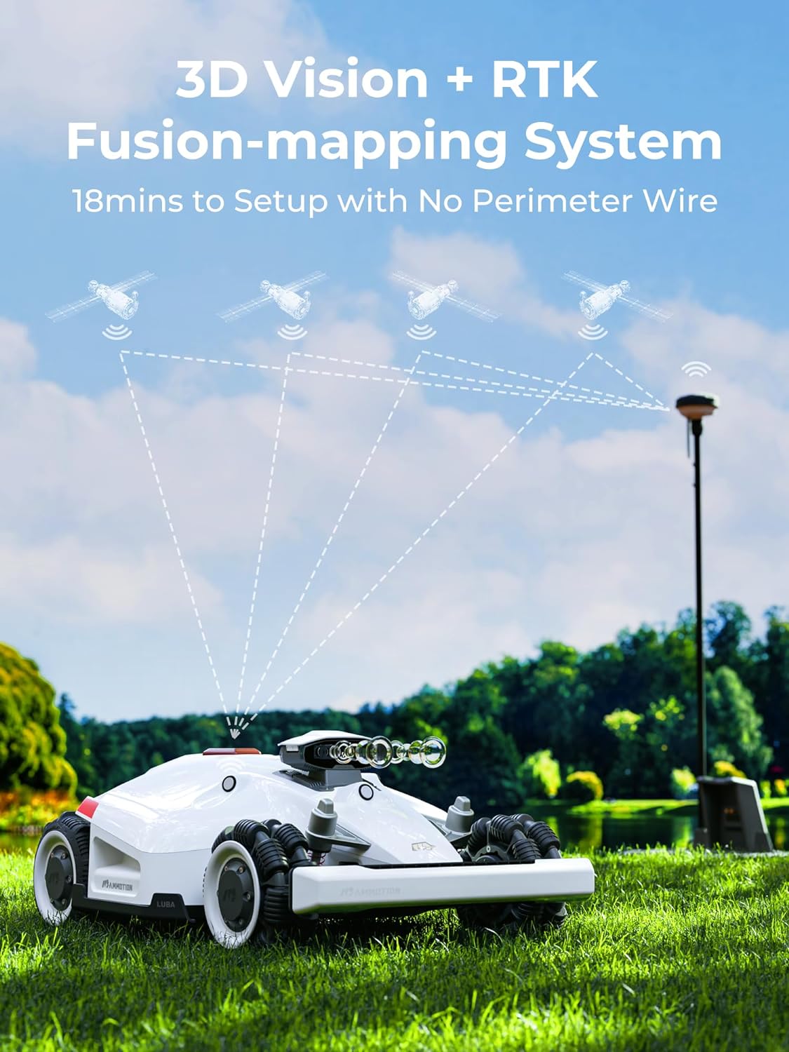 LUBA 2 AWD 5000H Robot Lawn Mower, Perimeter Wire Free Vision Robotic Lawnmower for 1.25 Acres Lawn, Cut Height 2.2"-4.0", 80% Slope, APP Control Compatible with Alexa, All-Wheel Drive, Anti-Theft