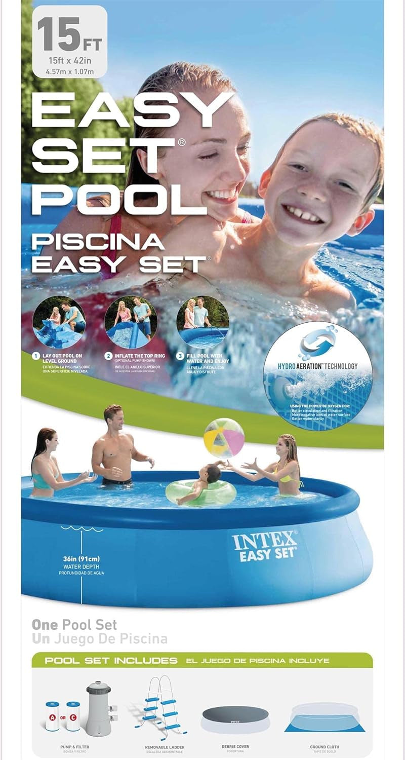 Inflatable above Ground Swimming Pool Bundled W/Pool Filter Pump System