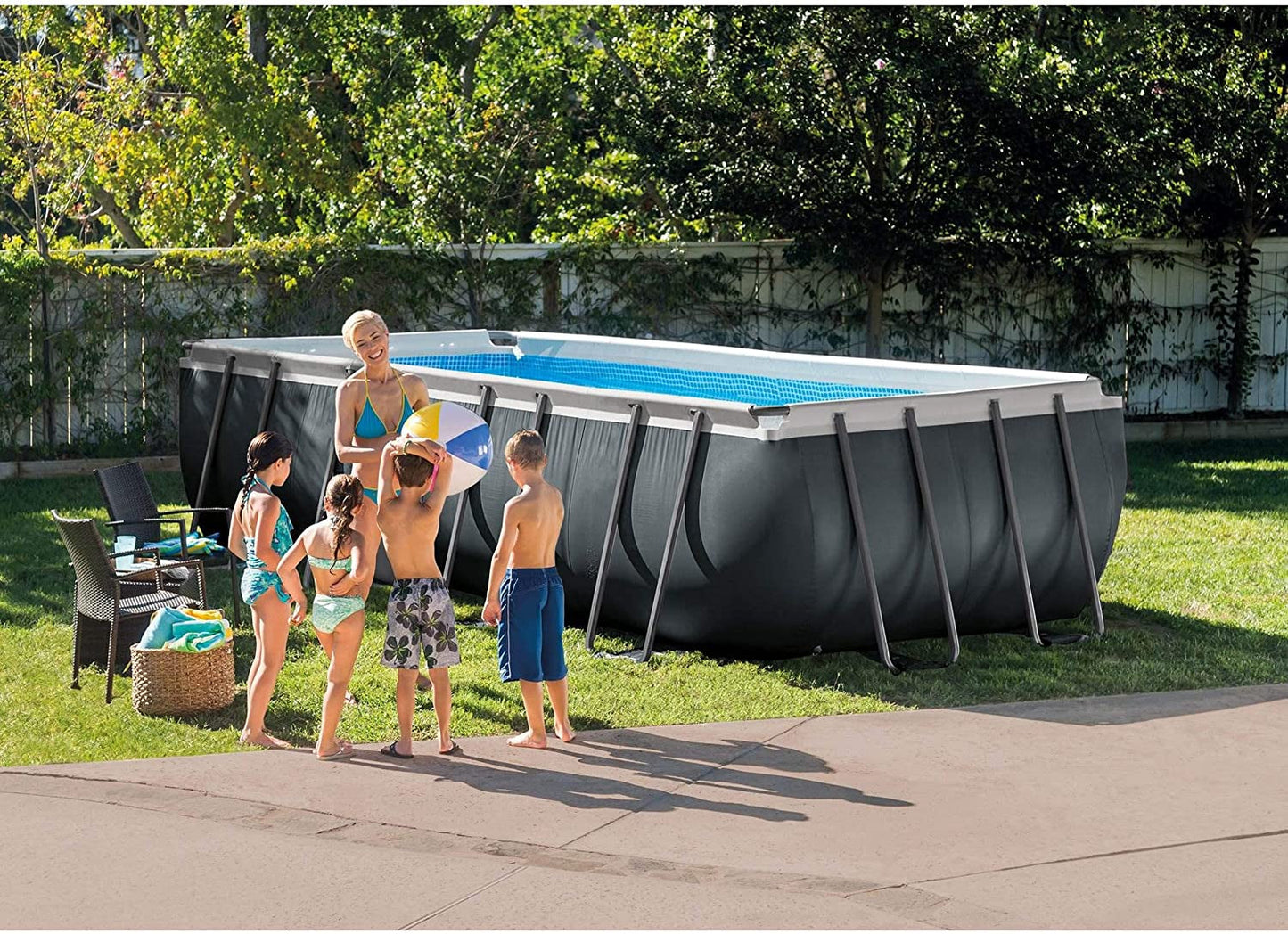 Intex Ultra 18 Foot XTR Rectangular Metal Frame Swimming Pool Set W/Pump Filter