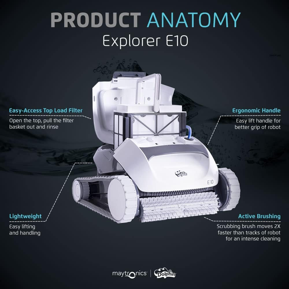 Dolphin E10 Robotic Pool Vacuum Cleaner up to 30 FT - Bundle with Ultra Fine Filter Basket