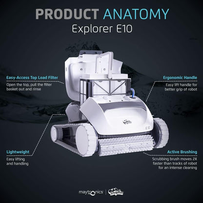 Dolphin E10 Robotic Pool Vacuum Cleaner up to 30 FT - Bundle with Ultra Fine Filter Basket