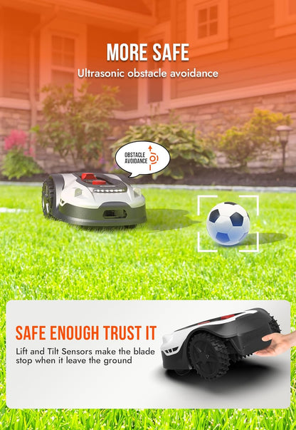 SUNSEEKER L22 Robotic Lawn Mower 0.3 Acre/ 13,000 Sq.Ft, with Mapping Function and App Control, Only 52 db,Rain Sensor & Boundary Wire, Battery & Charger Included, Black & White…