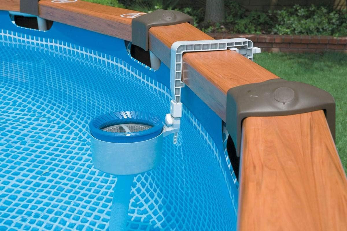 Intex 120 Volt Krystal Clear Salt Chlorine Generator Pool System and Wall Mount Surface Skimmer with 3 Self Clean Modes and Strainer Basket