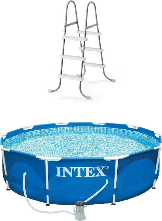 Intex Above-Ground Pool Ladder W/ Intex 10 X 2.5-Foot Pool Set with Filter Pump