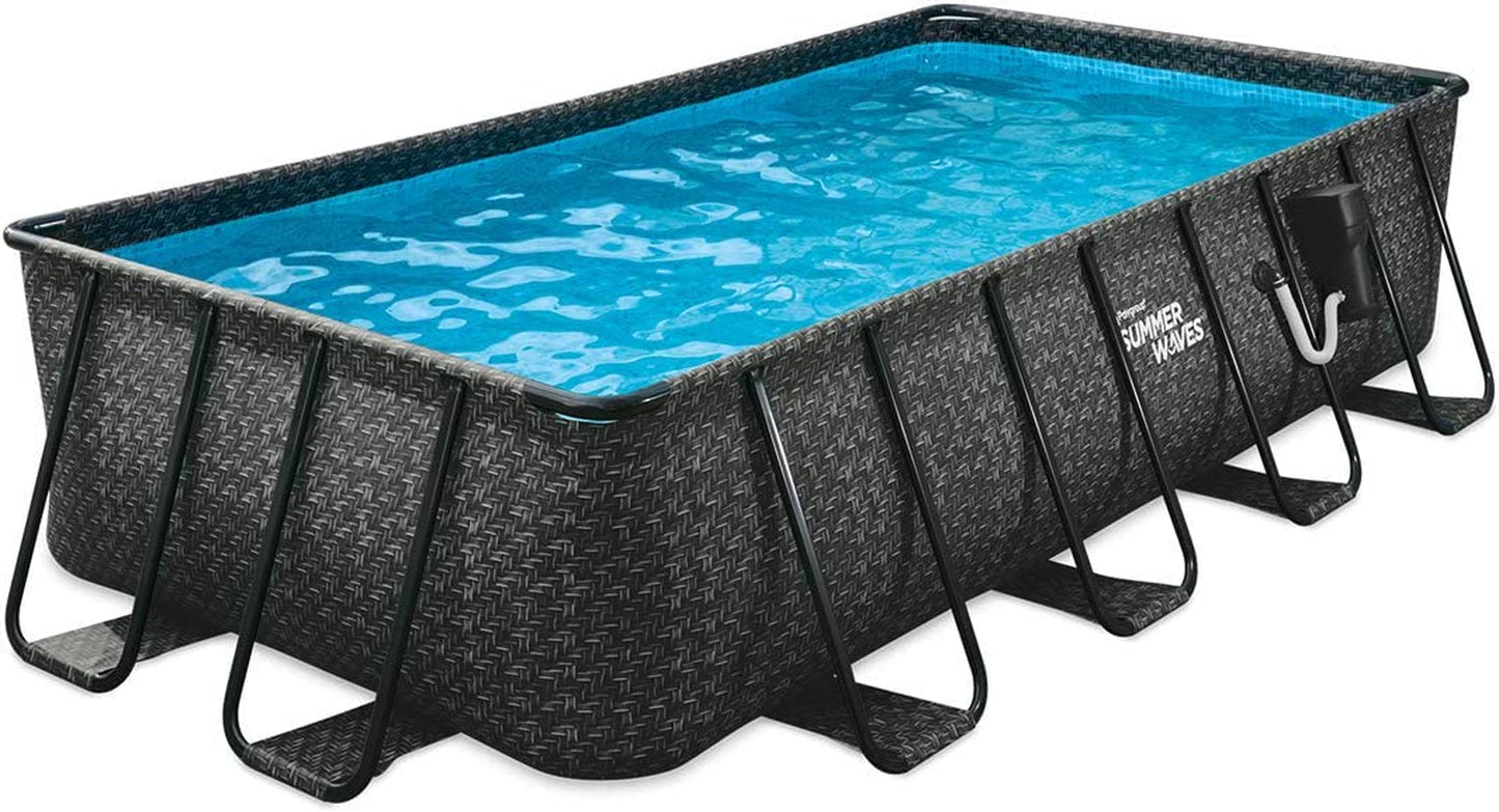 Summer Waves P41408361 14 X 8 Foot 36 Inch Elite Metal Frame Rectangular above Ground Pool with SFX600 Skimmerplus Filter Pump and Surestep Ladder