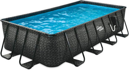 Summer Waves P41408361 14 X 8 Foot 36 Inch Elite Metal Frame Rectangular above Ground Pool with SFX600 Skimmerplus Filter Pump and Surestep Ladder