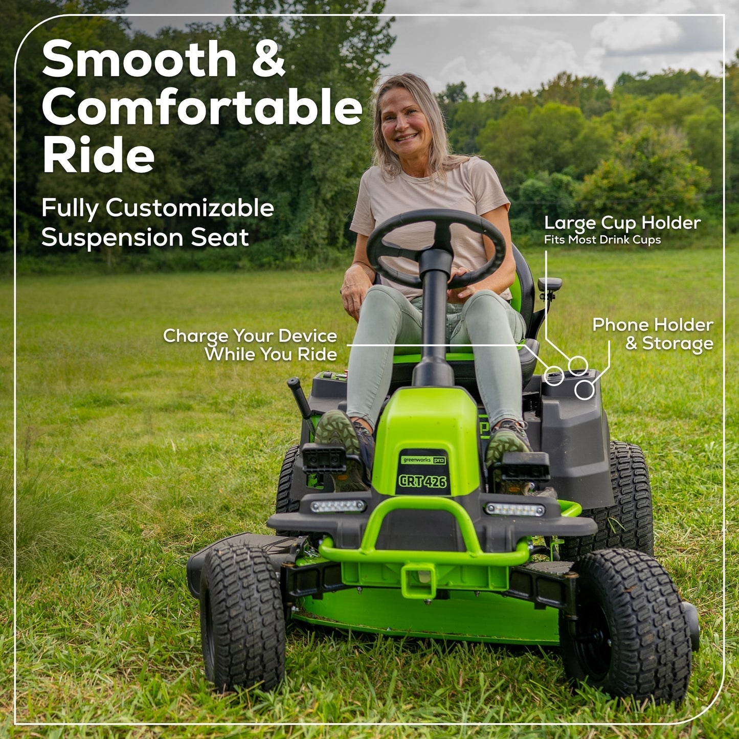 60V 42" Cordless Battery CrossoverT Riding Lawn Mower (Renewed)