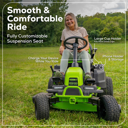 60V 42" Cordless Battery CrossoverT Riding Lawn Mower (Renewed)