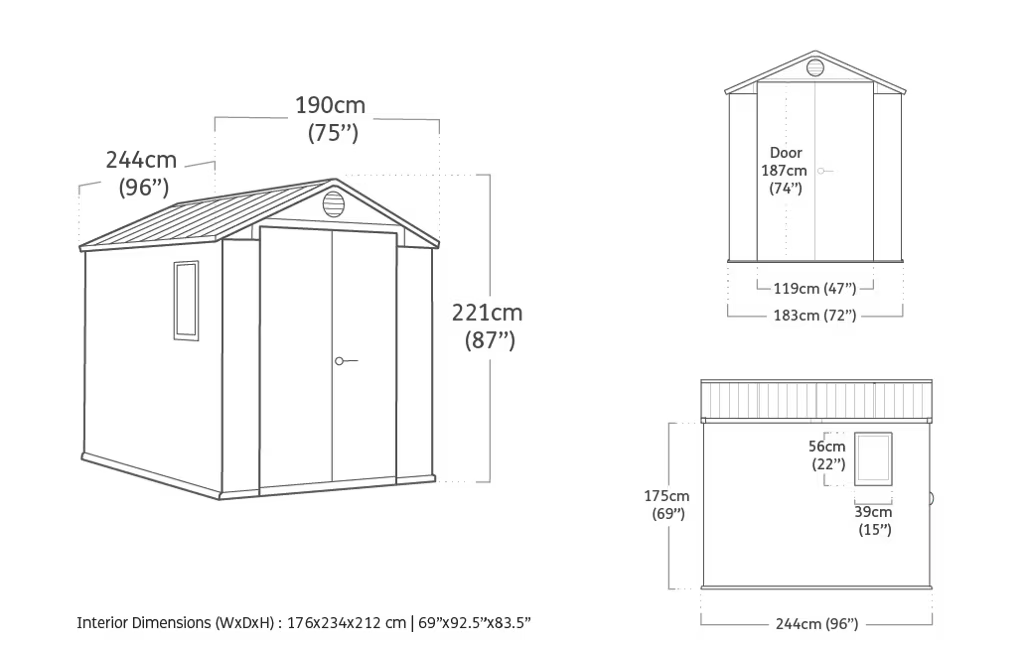 Stronghold 8x8ft Shed - Grey