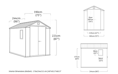 Stronghold 8x8ft Shed - Grey